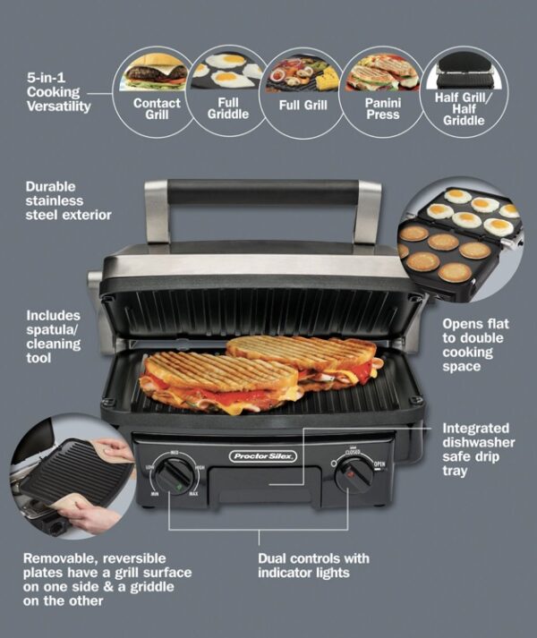 PROCTOR SILEX 5IN1 GRILL+GRIDDLE » BarGAINSjam